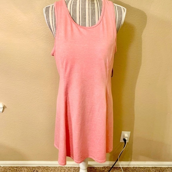 NWT Athletic Dress Large Harmony & Balance Coral Pink Racerback Stretch Slvlss - Picture 1 of 16